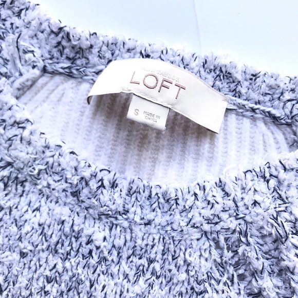 Ann Taylor LOFT White Fuzzy Ribbed Back Sweater - Picture 2 of 5